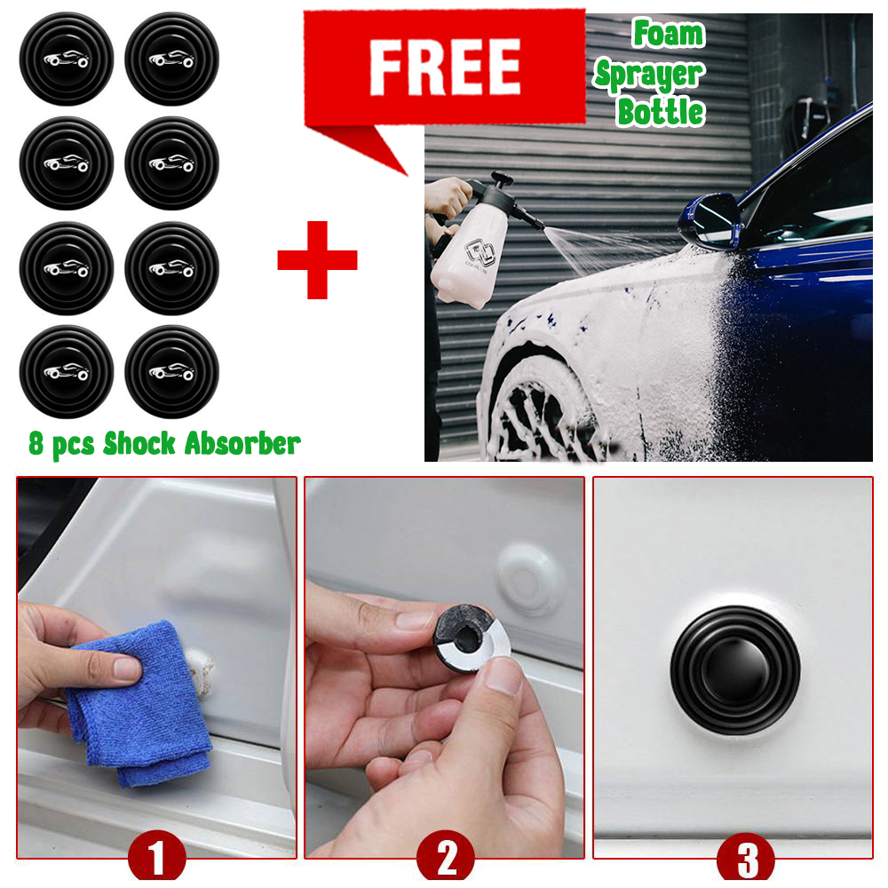 Universal 8 Pcs Car Door Shock Absorber (FREE Bubble Foam Sprayer)